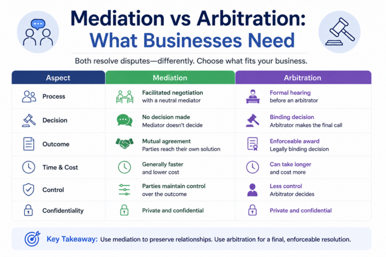 Mediation vs Arbitration: What Businesses Need