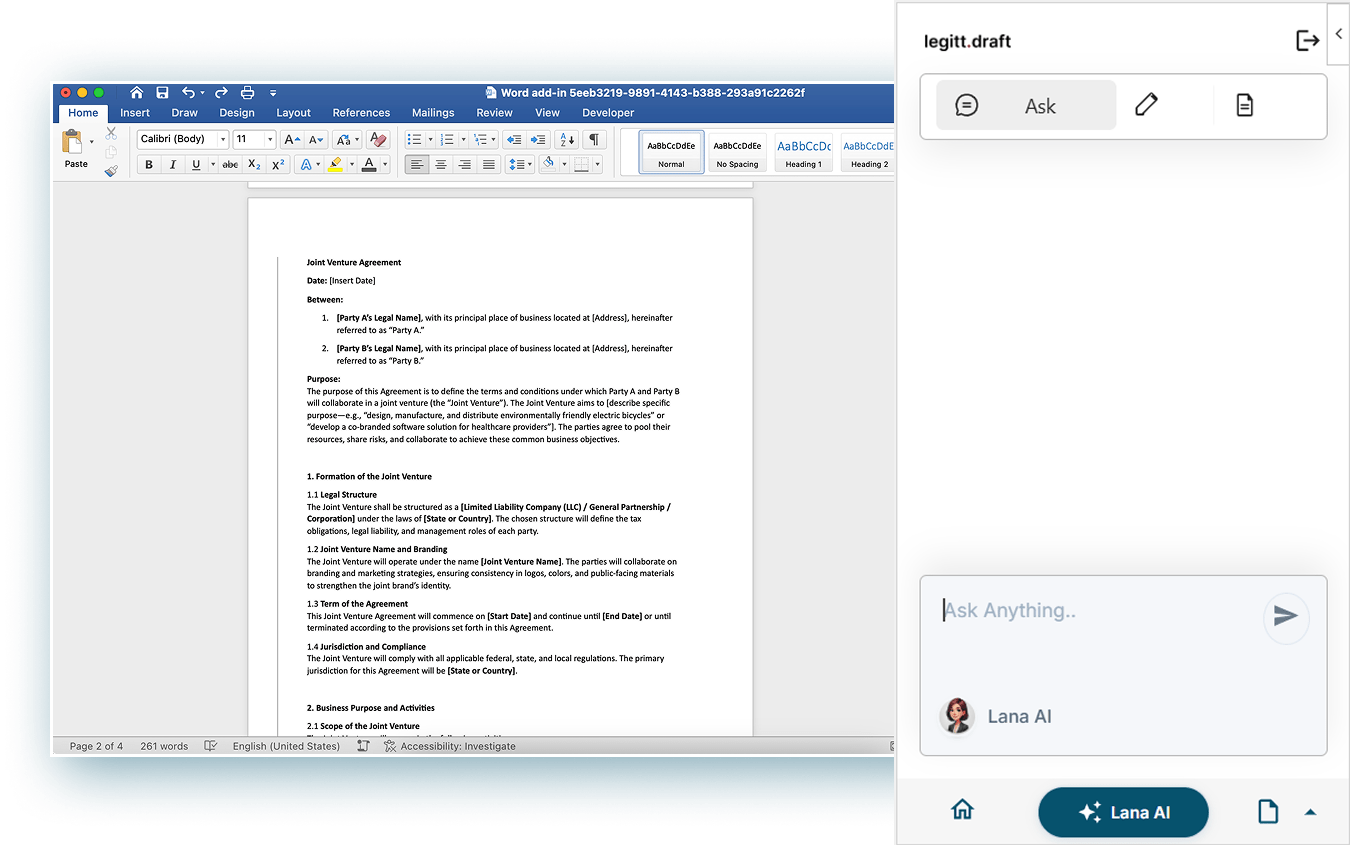 Legitt Draft’s AI Assistant