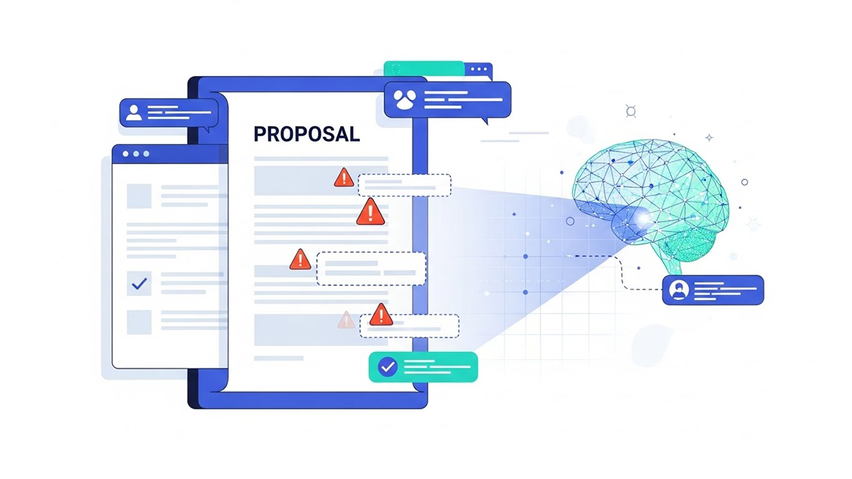 AI identifying missing sections in a proposal draft using smart detection tools