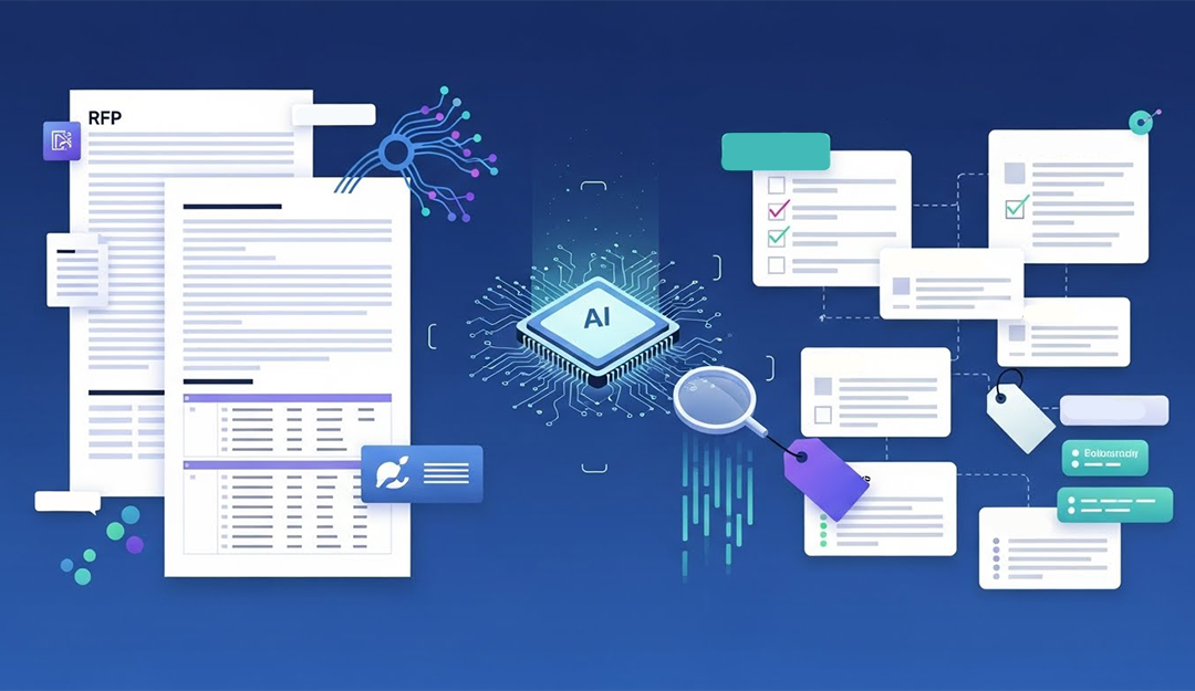 AI analyzing RFP documents and extracting key requirements automatically