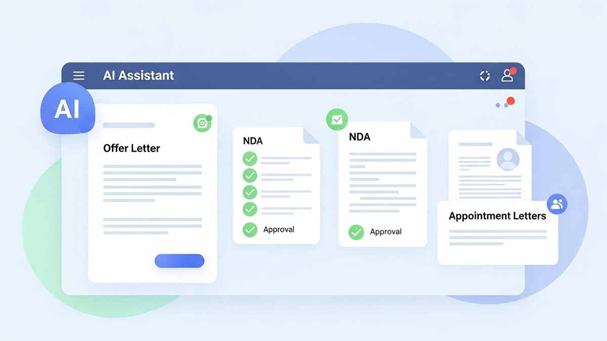 AI generating HR documents like offer letters, NDAs, and appointment letters automatically