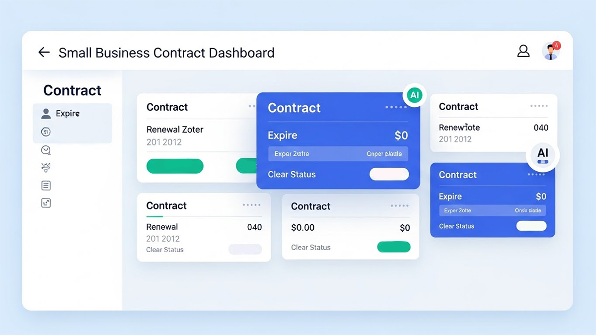 AI dashboard helping SMBs track contract renewals, expirations, and automated alerts in one workspace