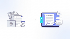 AI-powered contract lifecycle management platform analyzing contracts and highlighting risks, obligations, and contract intelligence beyond traditional CLM