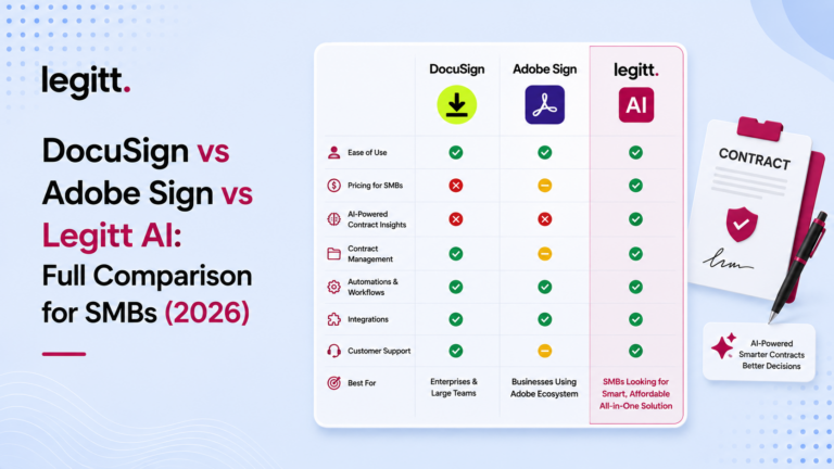 DocuSign vs Adobe Sign vs Legitt AI: Full Comparison for SMBs (2026)